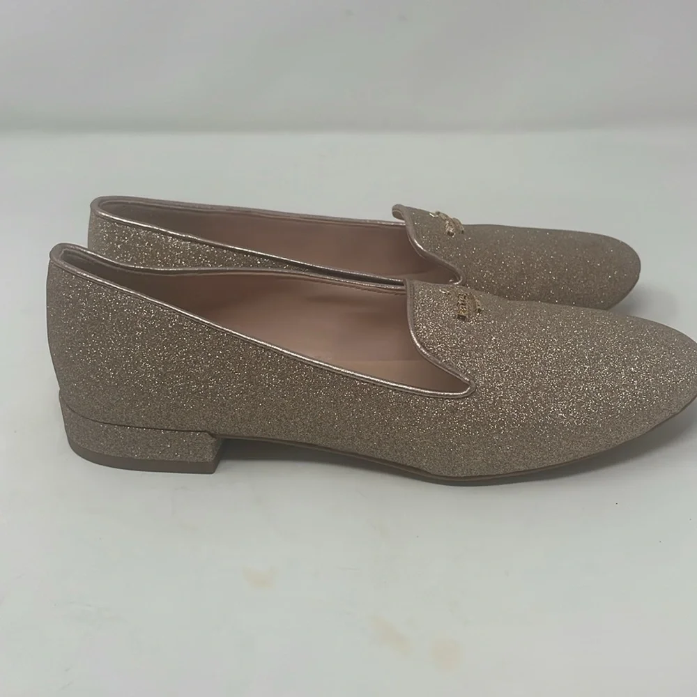 Kate Spade Gold Glitter Loafers Size 6
